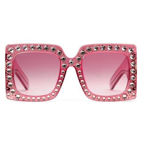 pink gucci diamond sunglasses|gucci pink sunglasses square.